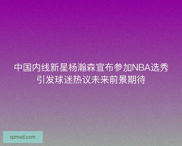 中国内线新星杨瀚森宣布参加NBA选秀引发球迷热议未来前景期待